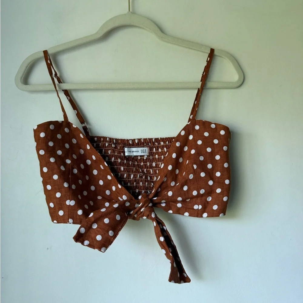 Faithfull the Brand Garnier Top in Cinnamon Polka Dot S